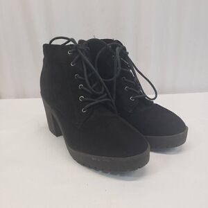 Newyorker Black Chunky Lace Up Boots Size 40 (9.5)